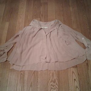 BCBGeneration Oversized Crop Sheer Blouse